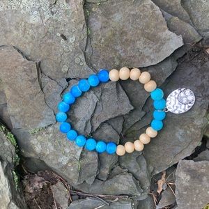 Blue Lava Bead & Wood Diffuser Bracelet